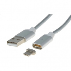  Magnetyczny kabel micro USB 2.0, A-B - 1m, srebrny 