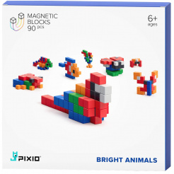 Magnetyczny zestaw konstrukcyjny PIXIO Bright Animals