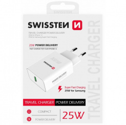  SWISSTEN adapter sieciowy PD 25W do iPhone i Samsunga - biały 