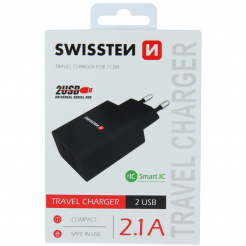  SWISSTEN adapter sieciowy 2x USB, 10W, SMART IC - czarny 